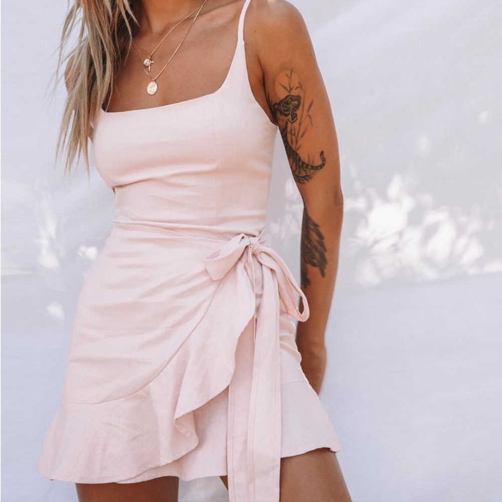 Pink Sleeveless Wrap Dress